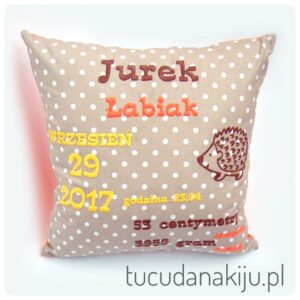 poduszka z metryczką